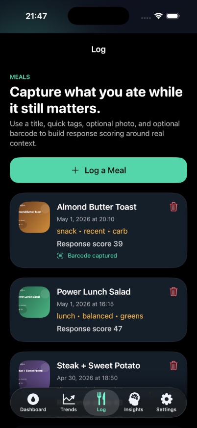 GlucoseLens developer-provided iPhone screenshot 1