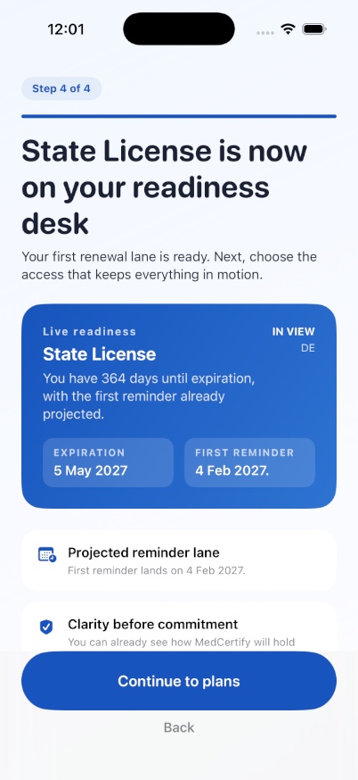 MedCertify developer-provided iPhone screenshot 1