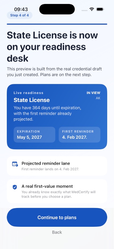 MedCertify developer-provided iPhone screenshot 2